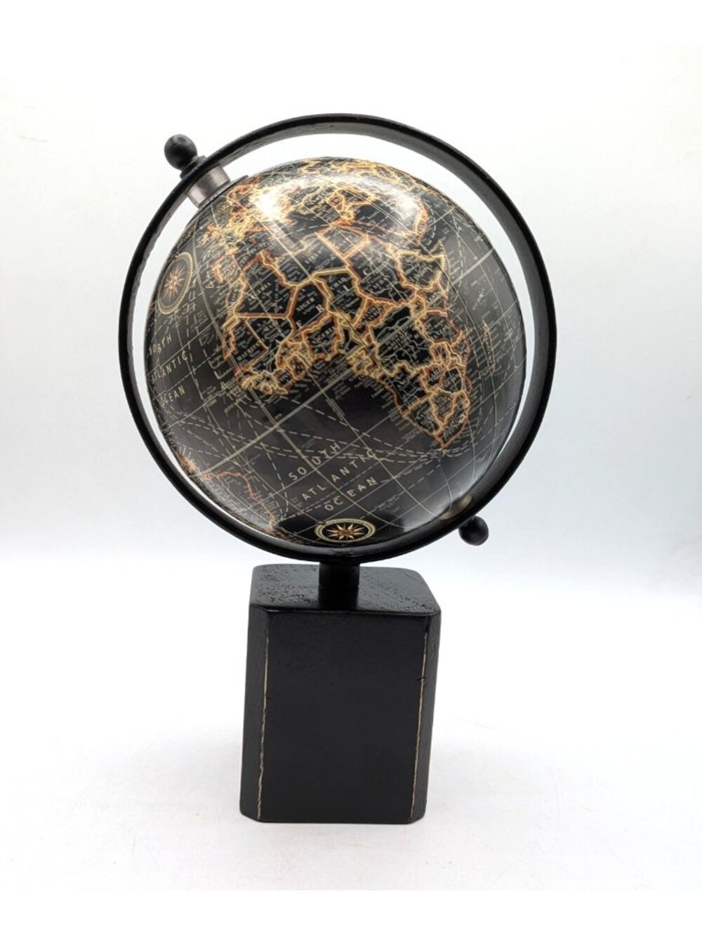 Table Top World Globe Black Decorative Desk Decor Tabletop Display 9"